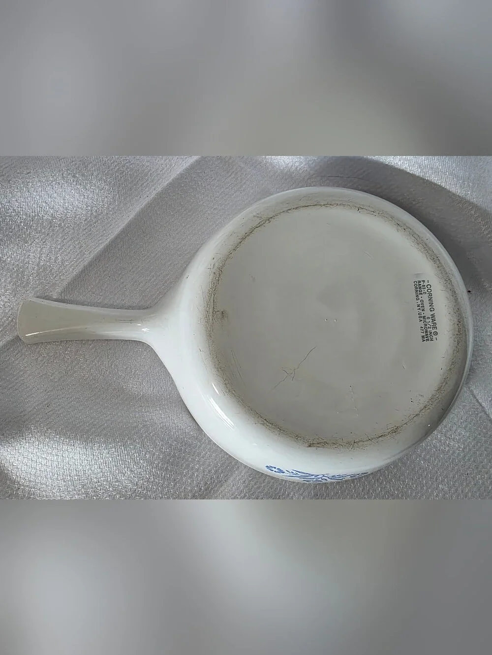 Corning Ware White With Blue Floral Skillet With Glass Lid